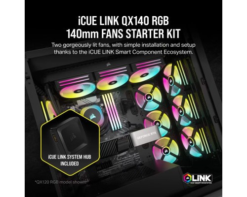 Кулер до корпусу Corsair iCUE Link QX140 RGB PWM PC Fans Starter Kit with iCUE LINK System Hub (CO-9051004-WW)