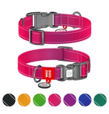 Нашийник для тварин WAUDOG Nylon Mono з QR паспортом, пластиковий фастекс S рожевий (52097)