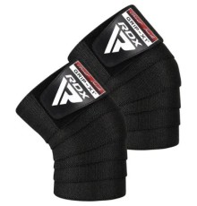 Бинт для спорту RDX на коліна K1 GYM Knee Wraps Full Black (WAH-K1FB)