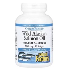 Жирні кислоти Natural Factors Жир дикого лосося аляски, 1000 мг, OmegaFactors, Wild Alaskan Sal (NFS-02256)