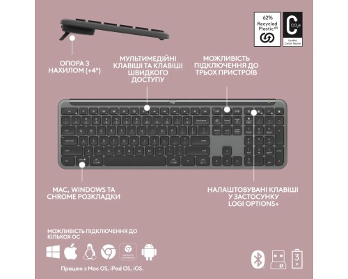 Комплект Logitech MK950 Bluetooth/Wireles UA Graphite (920-012490)