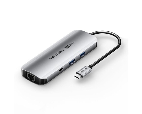 Концентратор Vention USB 3.1 Type-C to HDMI 4K60Hz/USB 3.0x2/RJ45/SD/TF/3.5mm/PD 100W Hub 9-in-1 (TQMHB)