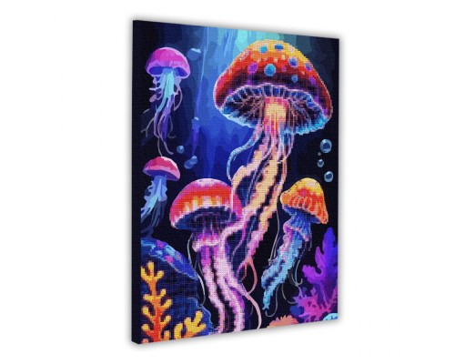 Картина по номерам Santi З алмазною мозаїкою Медузи 40 х 50 см Неонові фарби (954934)