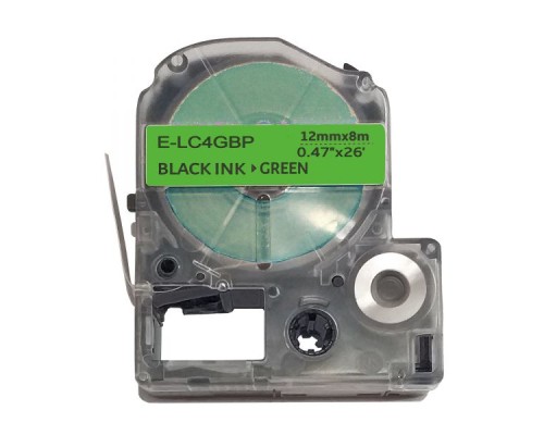 Стрічка для принтера етикеток UKRMARK E-LC4GBP, 12мм х 8м, black on green, сумісна з LC-4GBP (900508)