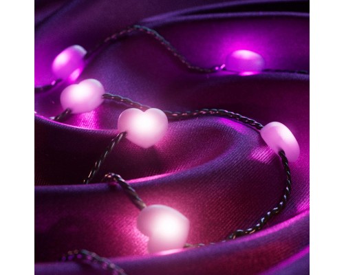 Гірлянда Twinkly Smart LED, Strings USB 200 Heart-shaped RGB LEDs, Green Wire, USB-C 12м (TWKH200RGB-G)