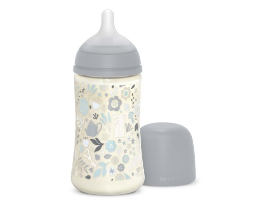 Пляшечка для годування Suavinex Wonderland 270 мл, фізіологічна, середній потік, блакитна (308749)