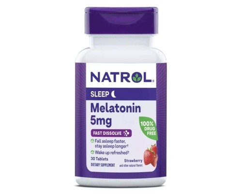 Амінокислота Natrol Мелатонін швидкорозчинний, 5 мг, смак полуниці, Melatonin (NTL07168)