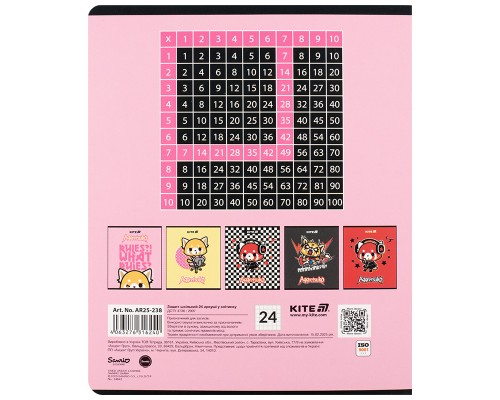 Зошит Kite Aggretsuko, 24 аркуші, клітинка (AR25-238)