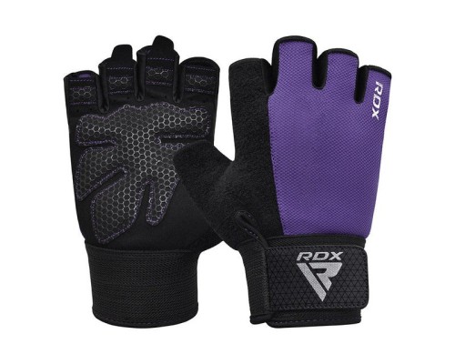 Рукавички для фітнесу RDX W1 Half Purple Plus M (WGA-W1HPR-M+)