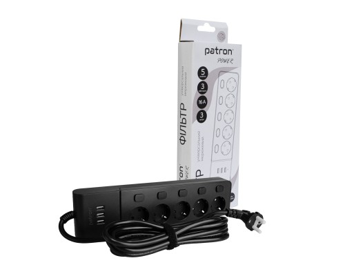 Мережевий фільтр живлення Patron SP-1653-USB