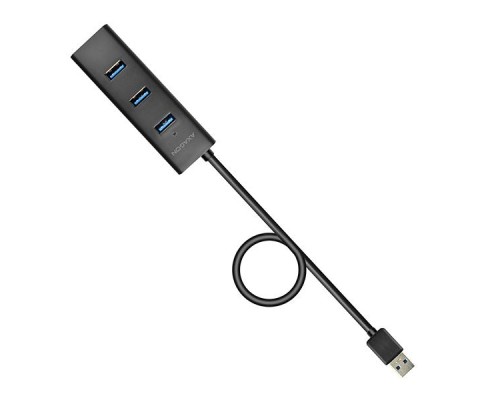 Концентратор AXAGON USB 3.1 to 4xUSB 3.0 1.2m + cable USB to Micro 5P black (HUE-S2BL)