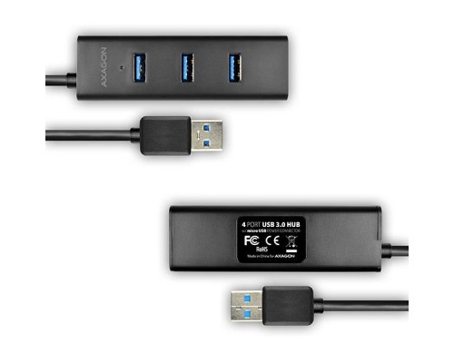 Концентратор AXAGON USB 3.1 to 4xUSB 3.0 1.2m + cable USB to Micro 5P black (HUE-S2BL)