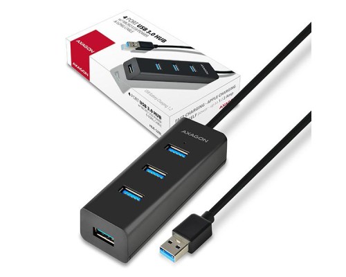 Концентратор AXAGON USB 3.1 to 4xUSB 3.0 1.2m + cable USB to Micro 5P black (HUE-S2BL)
