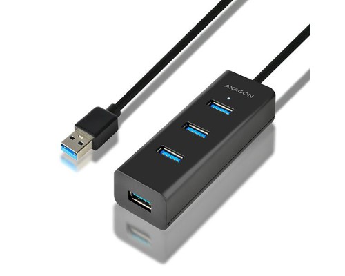 Концентратор AXAGON USB 3.1 to 4xUSB 3.0 1.2m + cable USB to Micro 5P black (HUE-S2BL)