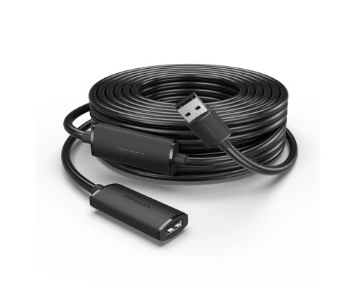 Дата кабель USB 2.0 Type-A Male to Type-A Female Active Extension Cable 20M Black VENTION (CBKBQ)