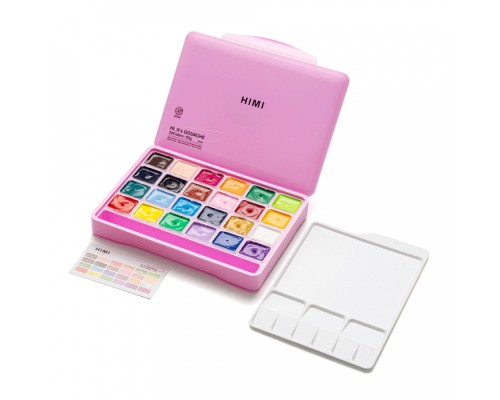Гуашеві фарби HIMI Jelly Cup 24 кольори по 30мл, рожевий пл (6974712453642)