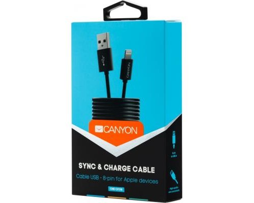 Дата кабель USB 2.0 AM to Lightning 1.0m Black Canyon (CNE-CFI1B)