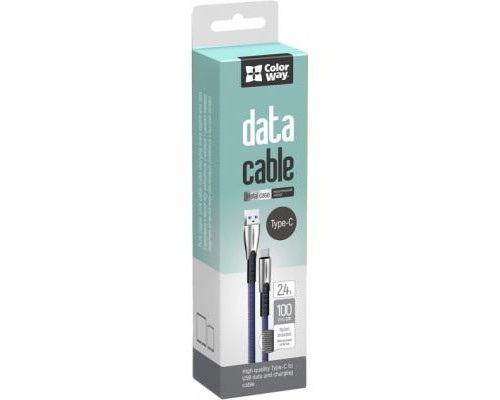 Дата кабель USB 2.0 AM to Type-C 1.0m zinc alloy blue ColorWay (CW-CBUC012-BL)