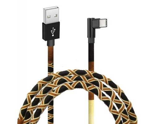 Дата кабель USB 2.0 AM to Type-C 1.0m Brown/Yellow Grand-X (FC-08BY)