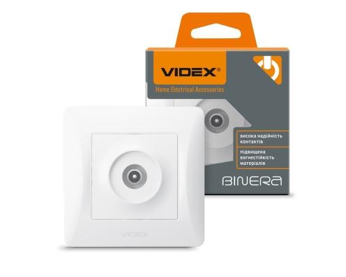 ТВ розетка Videx BINERA TV одинарна телевізійна біла (VF-BNSK1TVME-W)