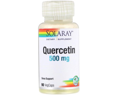 Трави Solaray Кверцетин, Quercetin, 500 мг, 90 вегетаріанських капсул (SOR-44685)