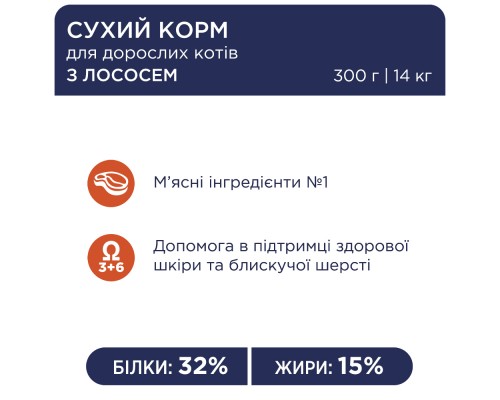 Сухий корм для кішок Club 4 Paws Преміум. З лососем 14 кг (4820083909238)