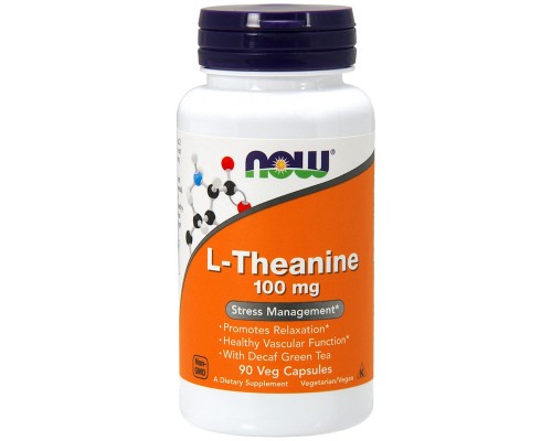 Амінокислота Now Foods L-теанін, L-Theanine, 100 мг, 90 вегетаріанських капсул (NOW-00145)