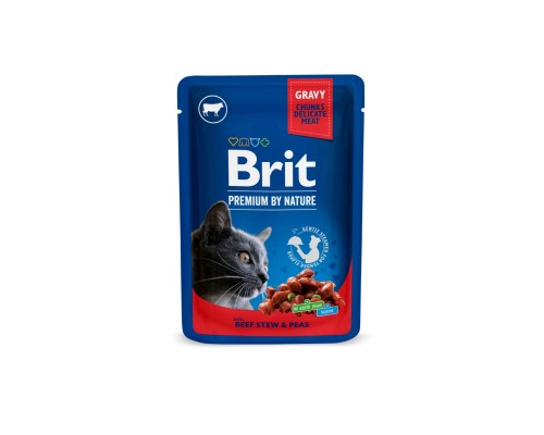 Вологий корм для кішок Brit Premium Cat Pouches with Beef Stew&Peas 100 г (8595602505982) Вологий корм для кішок Brit Premium Cat Pouches with Beef Stew&Peas 100 г (8595602505982)
