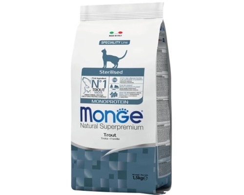 Сухий корм для кішок Monge Cat Monoprotein Sterilised з фореллю 1.5 кг (8009470005494)
