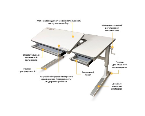 Парта Mealux Sherwood XL Multicolor Lite (BD-860 W/MC Lite)