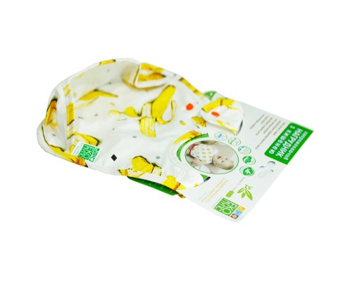 Слинявчик Еко Пупс Eco Cotton Premium 2 непромокаючий з кишенею Банани (EPB-009)