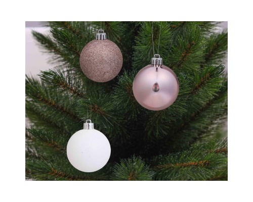 Ялинкова іграшка Chomik кульки 26 шт, 6 см, мікс рожево-білі (5900779840546_2)