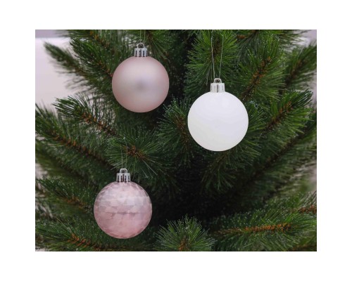 Ялинкова іграшка Chomik кульки 26 шт, 6 см, мікс рожево-білі (5900779840546_2)