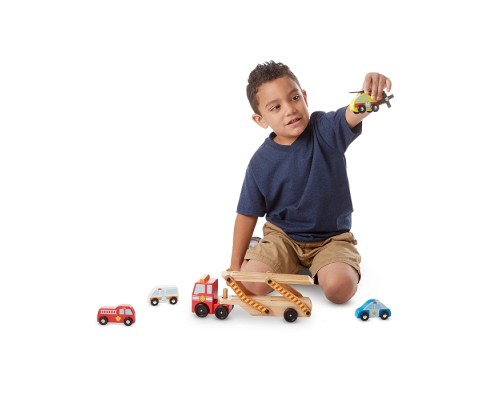 Ігровий набір Melissa&Doug Дерев'яний аварійний перевізник-трейлер (MD14610)