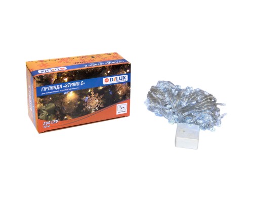 Гірлянда Delux STRING С 200 LED 10m білий/прозорий IP20 (90017982)