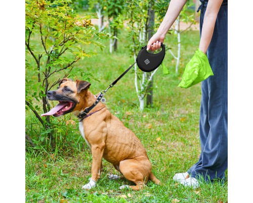 Повідок для собак WAUDOG R-leash з контейнером для пакетів S до 12 кг 3 м чорний (26281)