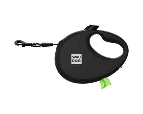 Повідок для собак WAUDOG R-leash з контейнером для пакетів S до 12 кг 3 м чорний (26281)