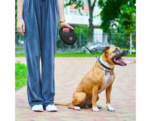 Повідок для собак WAUDOG R-leash з контейнером для пакетів S до 12 кг 3 м чорний (26281)