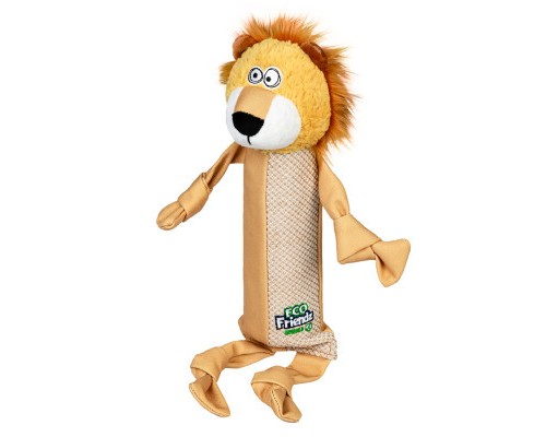 Іграшка для собак GiGwi Eco Friendz Лев із пластиковою пляшкою та пищалкою 39 см (2250)