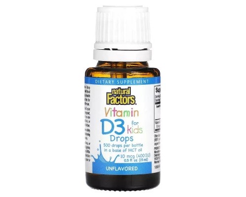 Вітамін Natural Factors Вітамін D3 у Краплях для дітей, 400 МО, Без Ароматизаторів, (NFS-01058) Вітамін Natural Factors Вітамін D3 у Краплях для дітей, 400 МО, Без Ароматизаторів, (NFS-01058)
