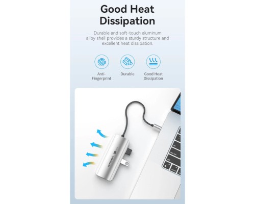 Концентратор Vention USB 3.1 Type-C to HDMI 4K60Hz/USB 3.0x3/PD 100W 5-in-1 (TQDHB)