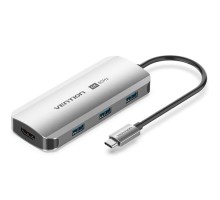 Концентратор Vention USB 3.1 Type-C to HDMI 4K60Hz/USB 3.0x3/PD 100W 5-in-1 (TQDHB)