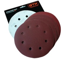 Наждачний папір GTM круг з отворами 180мм Р-150, липучка, 5шт. (SZS180L P150)