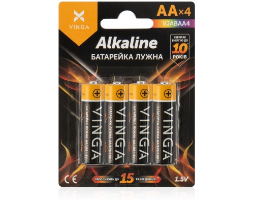 Батарейка AA LR6 Alkaline 4pcs Blister Vinga (VJABAA4) 