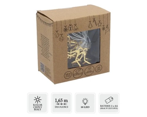 Гірлянда Chomik Зірки 3D 1.65 м 10 LED Теплий білий (5900779854109)