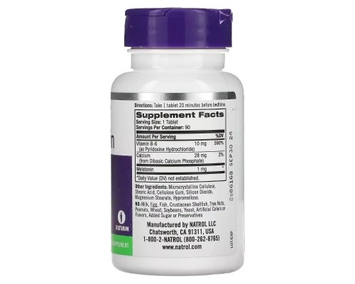 Амінокислота Natrol Мелатонін, 1 мг, Melatonin, 90 таблеток (NTL-00465)