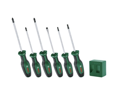 Викрутка Bosch набір 6шт, SL 4 мм, PH2х125 мм, PZ1х100 мм, PZ2х125 мм, Т20х100, Т25х100 (1.600.A02.W7L)