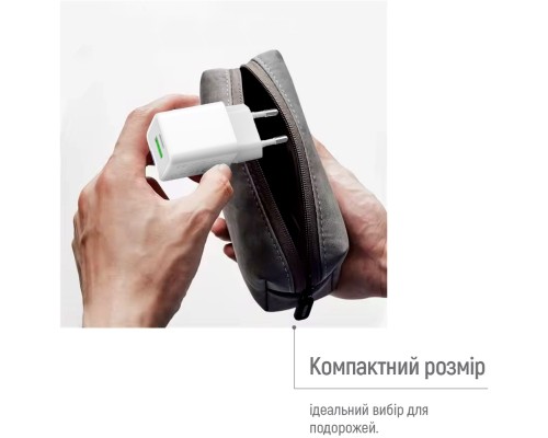 Зарядний пристрій ColorWay C101A GaN Mini 20W PD PPS USB-C + USB-A QC4.0 + cable USB-C to USB-C black (CW-CHS062PDC-WT)