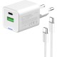 Зарядний пристрій ColorWay C101A GaN Mini 20W PD PPS USB-C + USB-A QC4.0 + cable USB-C to USB-C black (CW-CHS062PDC-WT)