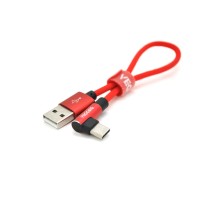 Дата кабель USB 2.0 AM to USB-C 0.2m 2.4A red VEGGIEG (YT-UT-20R)